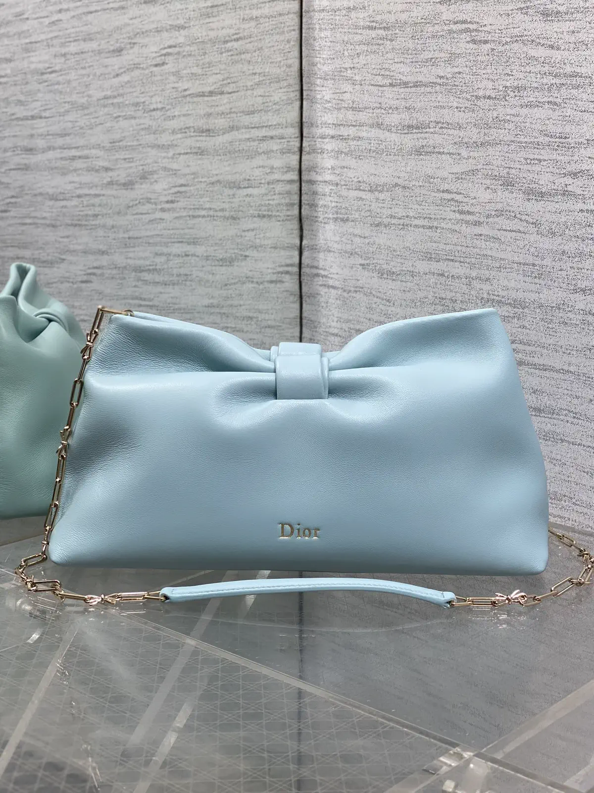 Dior Light Blue Bow Detail Chain Bag image 1
