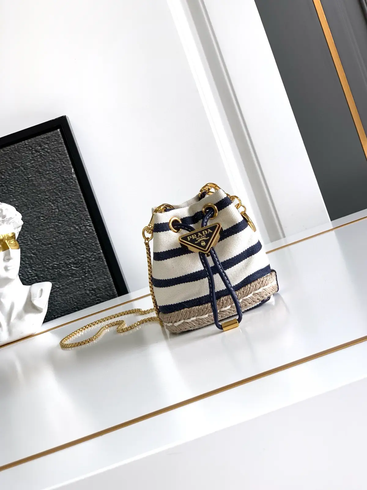 Prada Striped Mini Bucket Bag image 1