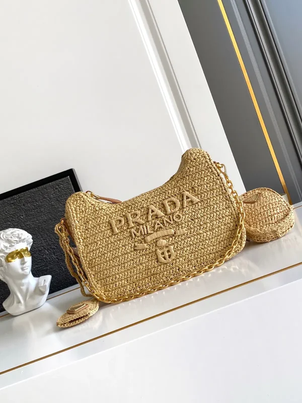 Prada Woven Straw Hobo Shoulder Bag image 1