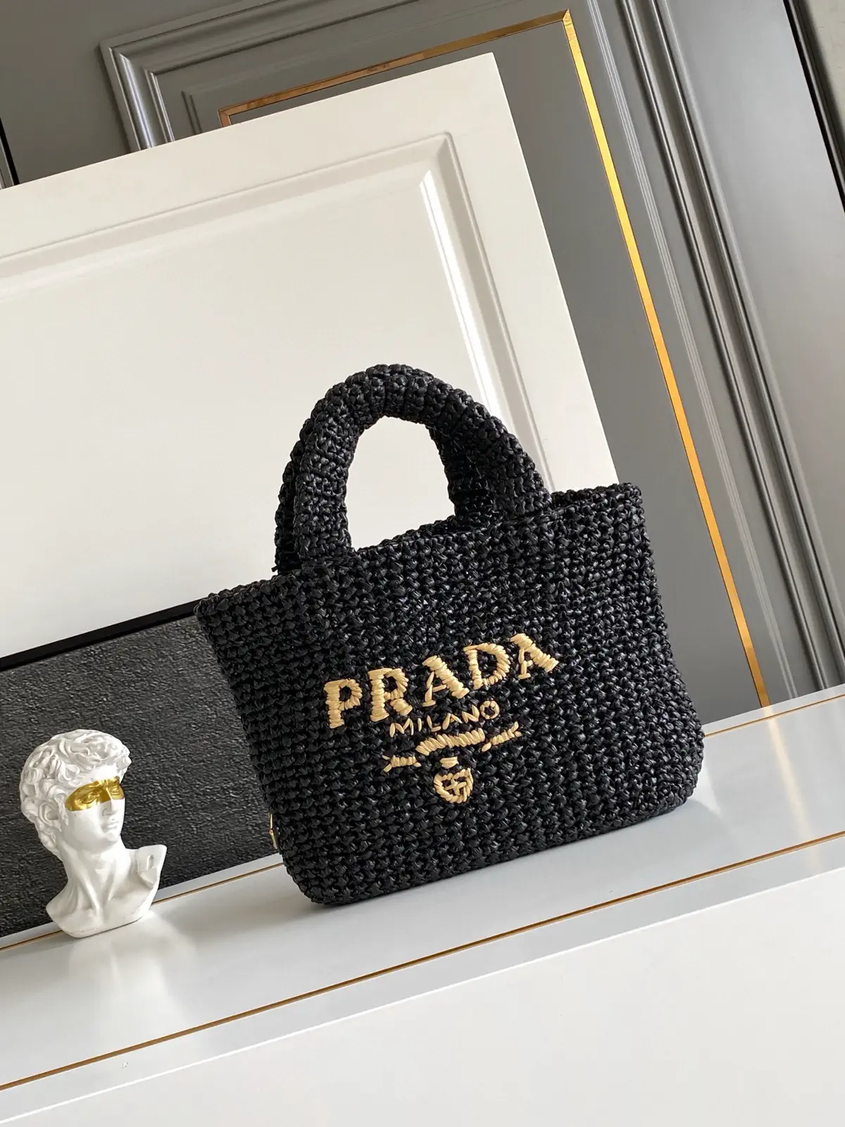 Prada Woven Straw Top Handle Tote Bag image 1