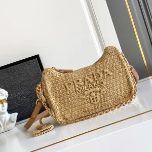 Prada Straw Woven Hobo Shoulder Bag image 1