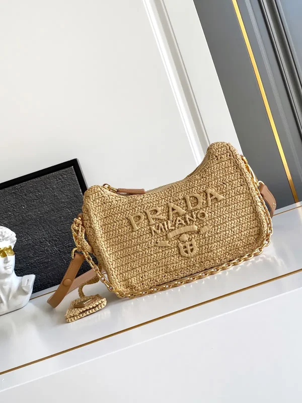 Prada Straw Woven Hobo Shoulder Bag image 1