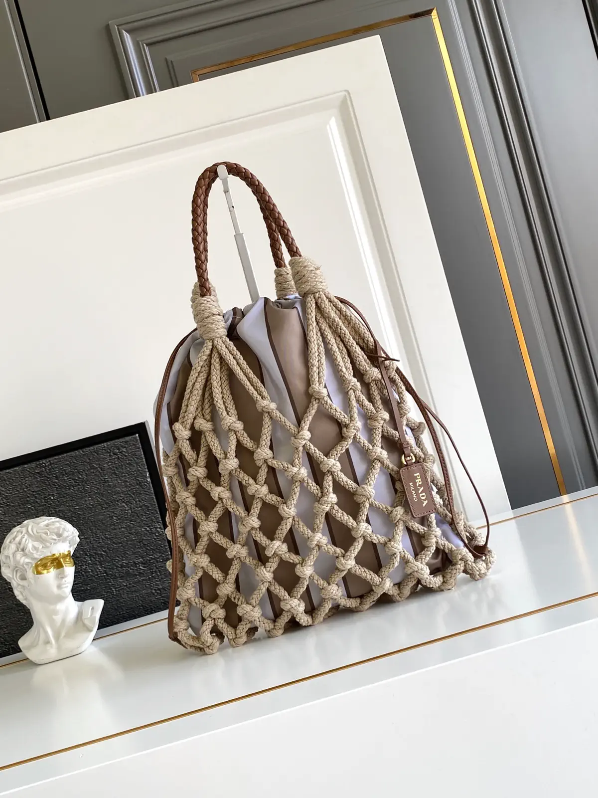 Prada Woven Net Top Handle Bag image 1