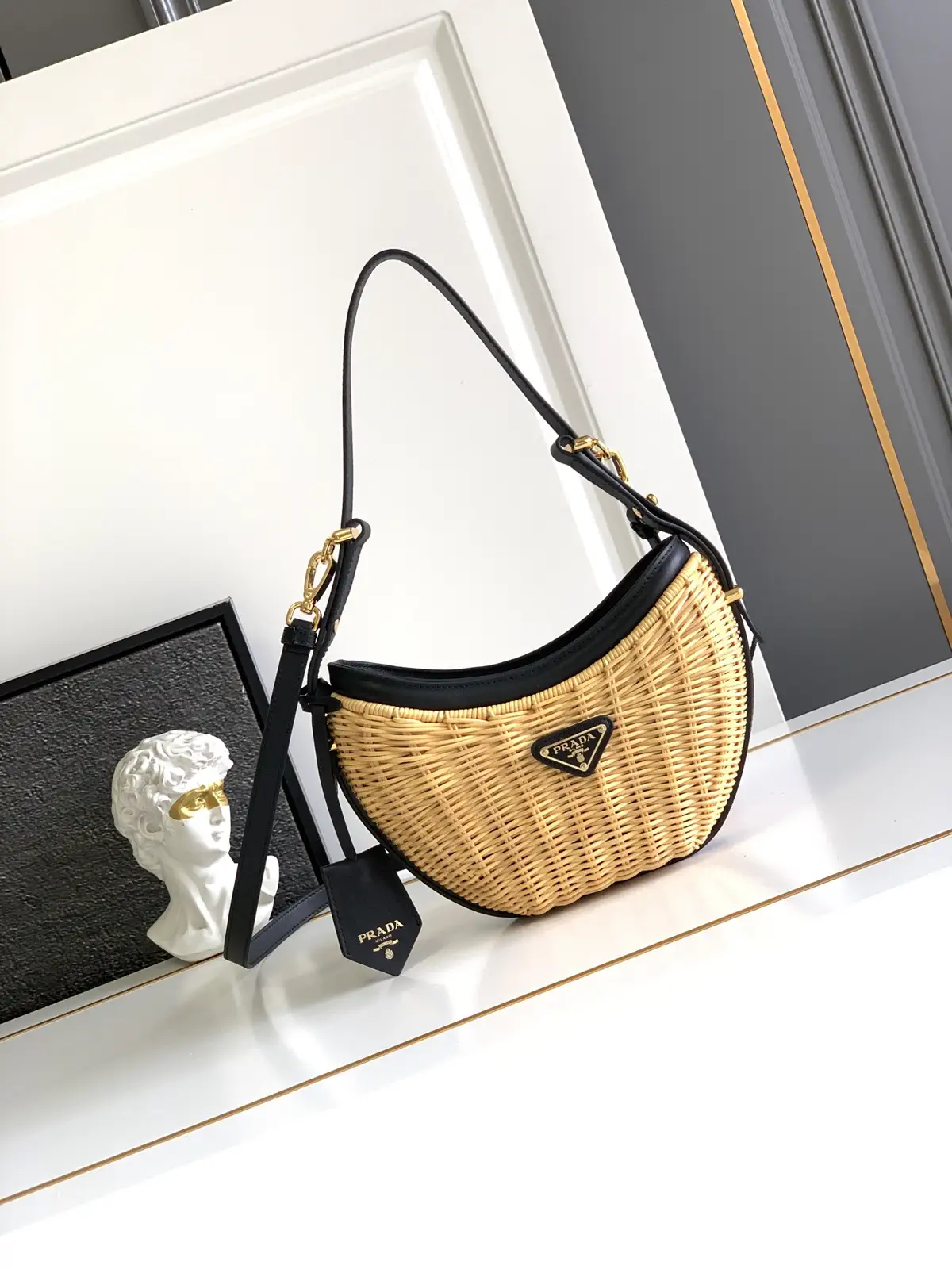 Prada Woven Crescent Shoulder Bag image 1