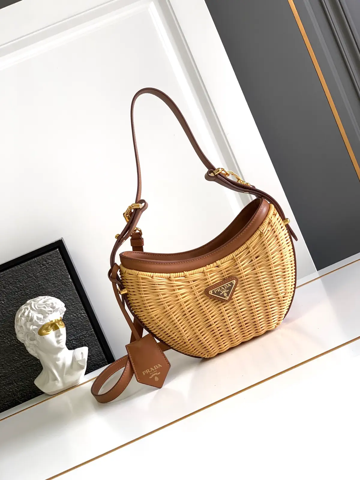 Prada Woven Crescent Shoulder Bag image 1