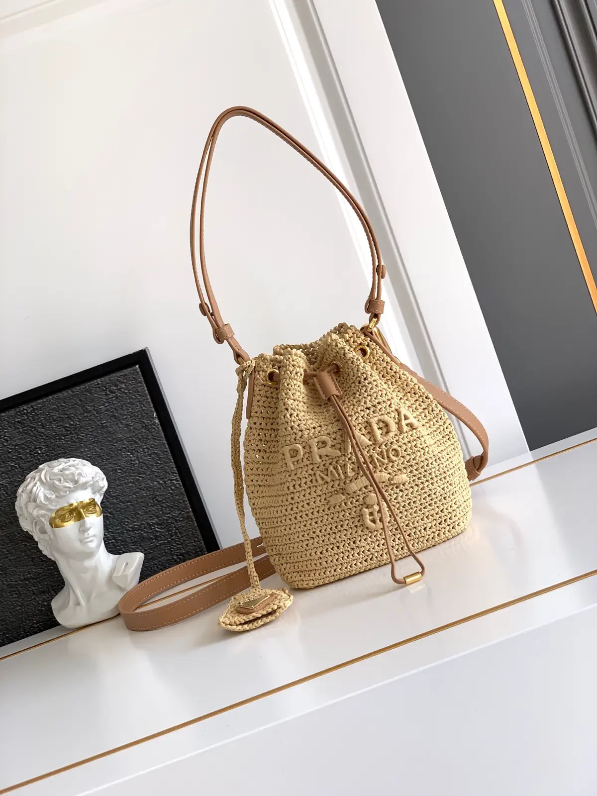 Prada Straw Bucket Bag image 1