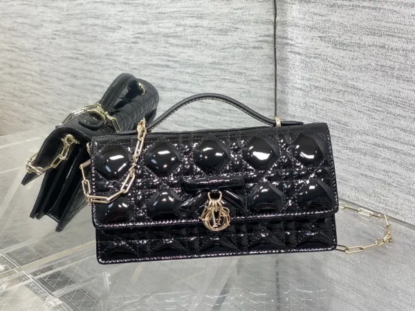 Dior Quilted Top Handle Bag with Bow Charm and Chain Strap image 1