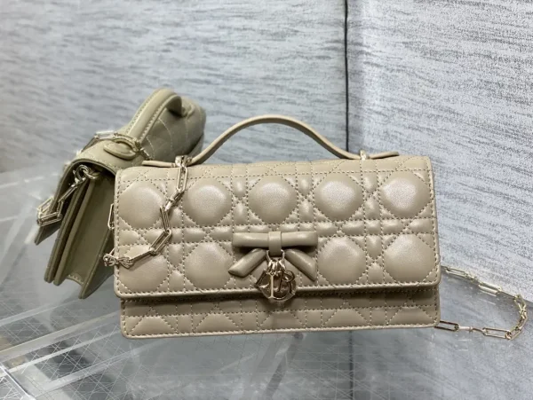 Dior Quilted Bow Charm Top Handle Bag with Chain Strap image 1