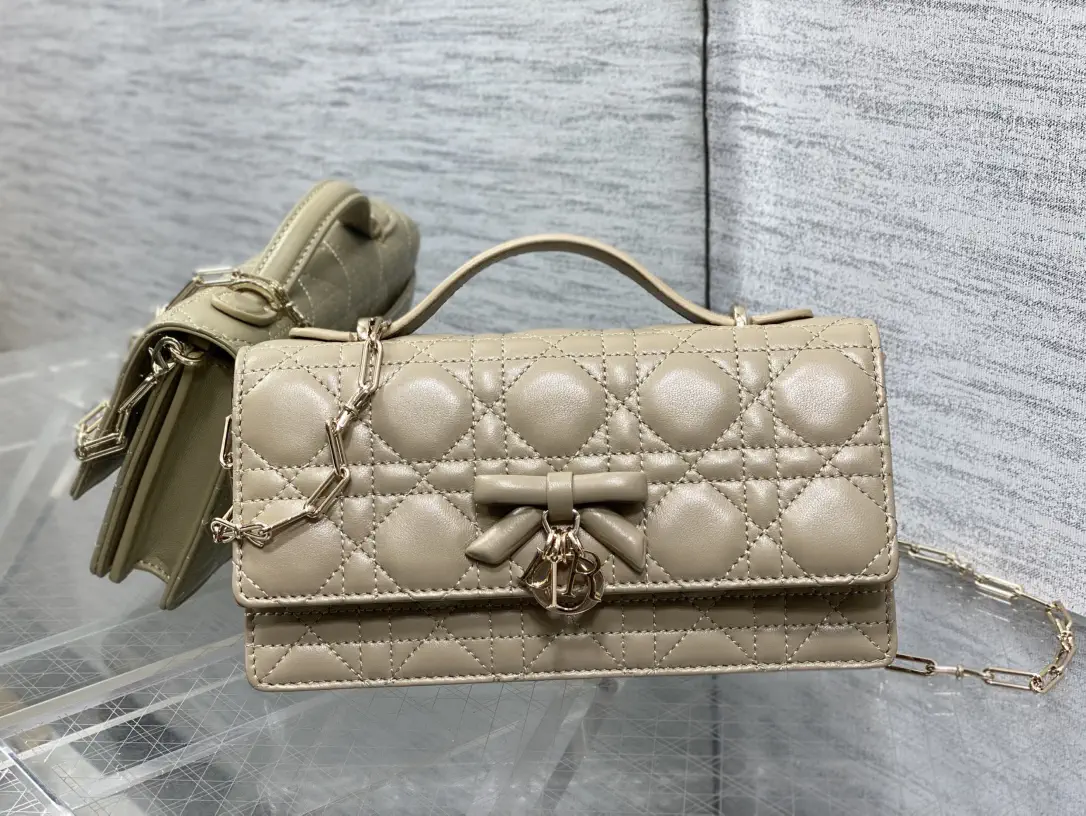 Dior Quilted Bow Charm Top Handle Bag with Chain Strap image 1