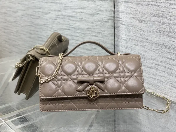 Dior Quilted Bow Charm Top Handle Bag with Chain Strap image 1