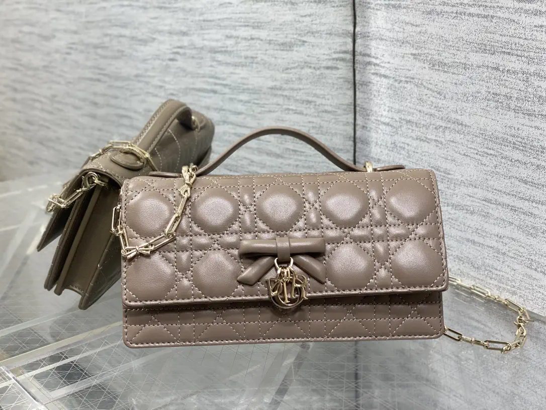 Dior Quilted Bow Charm Top Handle Bag with Chain Strap image 1