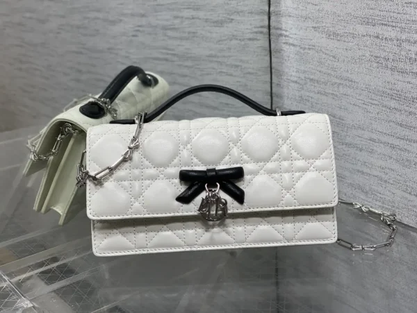 Dior Quilted Bow Charm Top Handle Bag with Chain Strap image 1