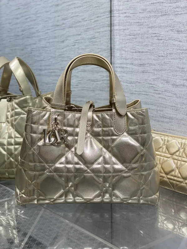 Dior Metallic Gold Quilted Top Handle Bag image 1
