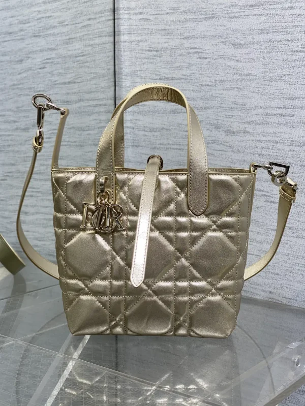 Dior Quilted Metallic Top Handle Bag with Detachable Shoulder Strap image 1