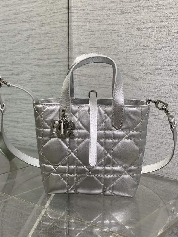 Dior Silver Quilted Top Handle Bag image 1
