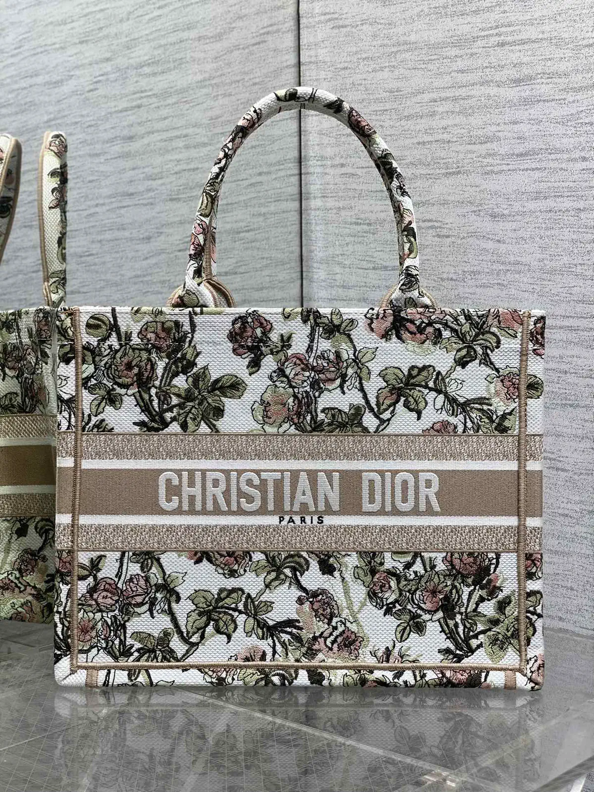 Dior Floral Embroidered Book Tote Bag image 1