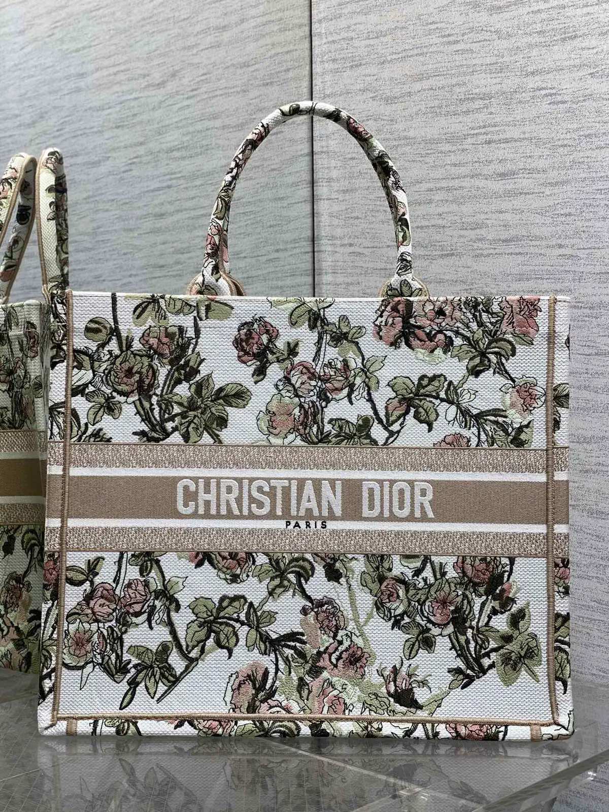 Dior Floral Embroidered Book Tote Bag image 1