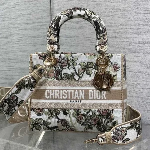 Dior Floral Embroidered Lady D-Lite Top Handle Bag image 1