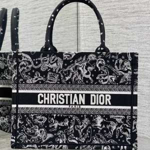 Dior Black Animal Embroidered Book Tote Bag image 1