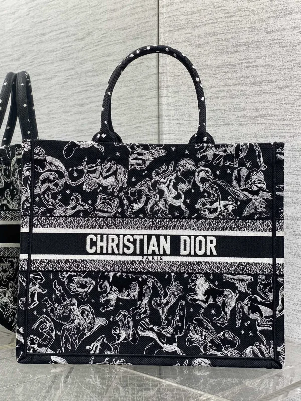 Dior Black Animal Embroidered Book Tote Bag image 1