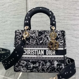 Dior Lady D-Lite Embroidered Top Handle Bag image 1