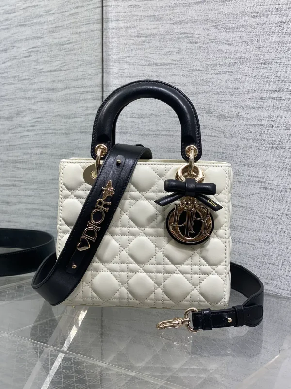Dior Quilted Top Handle Bag with Bow Charm image 1