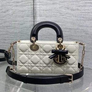 Dior White Quilted Top Handle Bag with Bow Hardware image 1