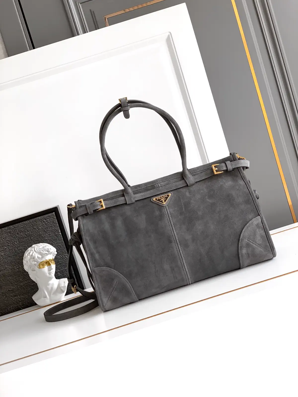 Prada Suede Top Handle Crossbody Bag image 1
