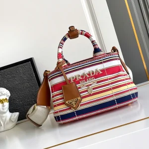 Prada Striped Canvas Mini Top Handle Bag image 1