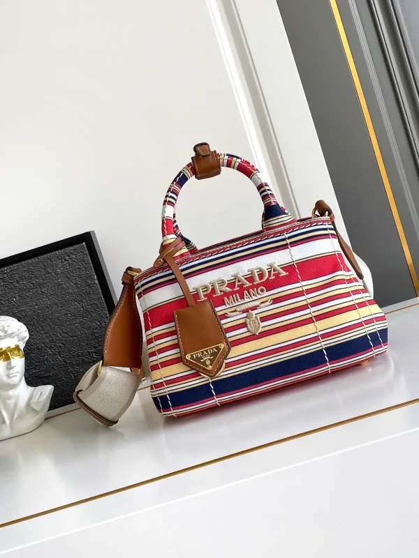 Prada Striped Canvas Mini Top Handle Bag image 1