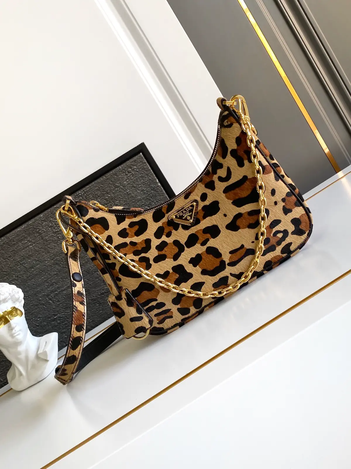 Prada Leopard Print Hobo Shoulder Bag image 1