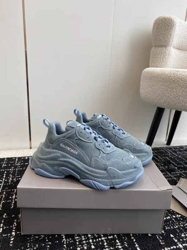 Balenciaga Triple S Denim Chunky Sneakers image 1