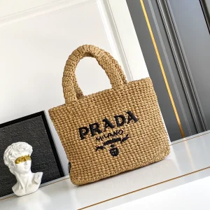 Prada Woven Straw Top Handle Tote Bag image 1
