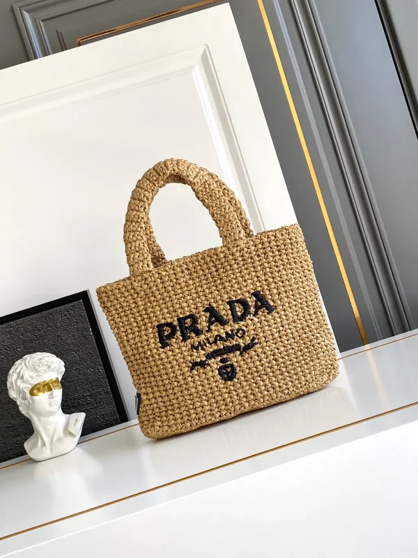 Prada Woven Straw Top Handle Tote Bag image 1