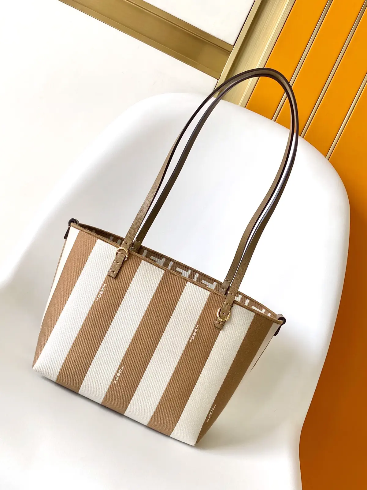 FENDI Striped Small Roll Tote Bag image 1