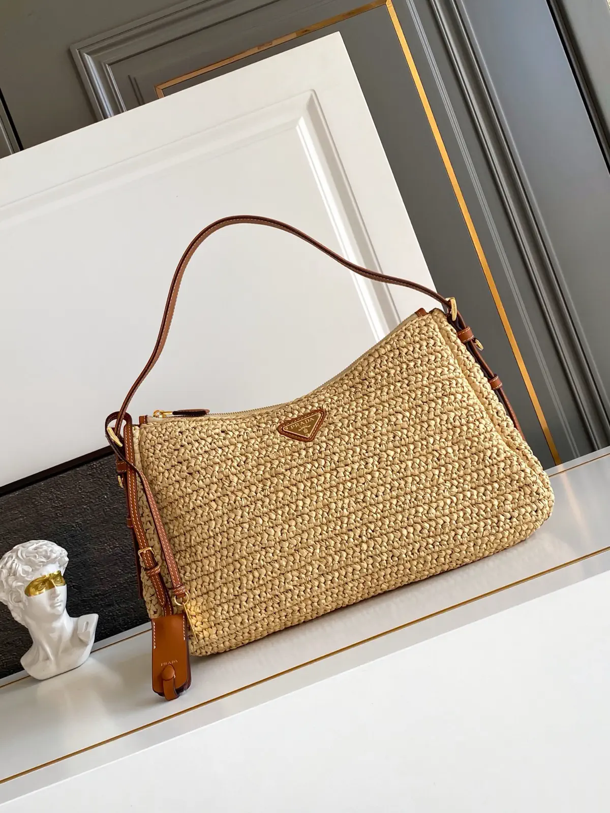 Prada Straw Shoulder Bag image 1