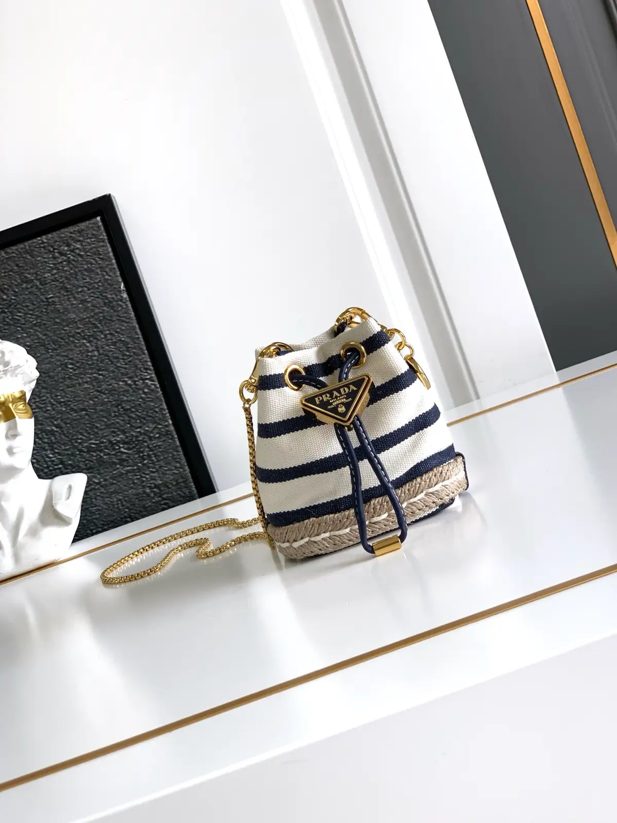 Prada Striped Mini Bucket Bag image 1