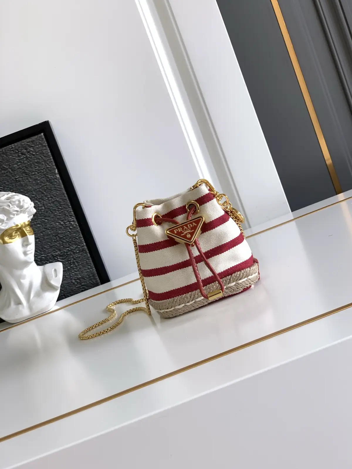 Prada Striped Mini Bucket Bag image 1