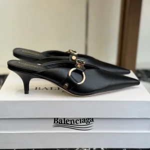 Balenciaga Pointed Toe Buckle Mule Heels image 1