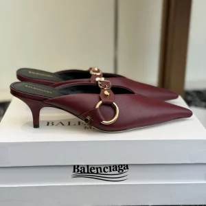Balenciaga Pointed Toe Buckle Kitten Heel Mules image 1