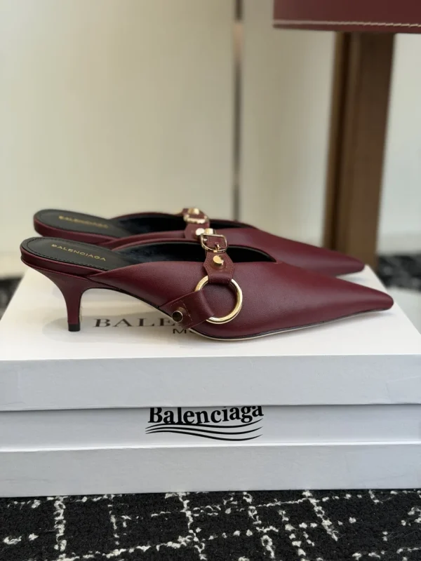 Balenciaga Pointed Toe Buckle Kitten Heel Mules image 1