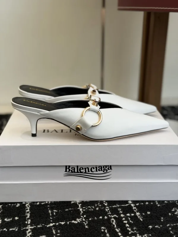 Balenciaga Pointed Toe Buckle Mule Heels image 1