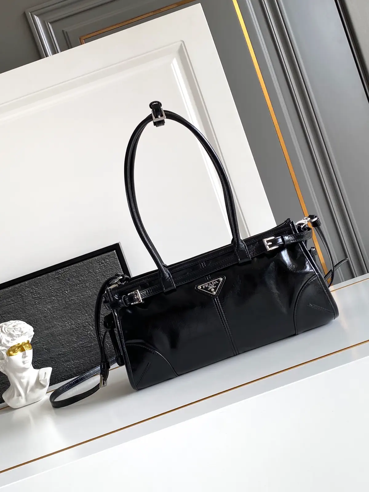 Prada Glossy Leather Top Handle Crossbody Bag image 1