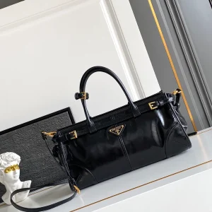Prada Black Leather Top Handle Crossbody Bag image 1