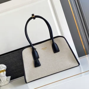Prada Canvas and Leather Trim Top Handle Bag image 1