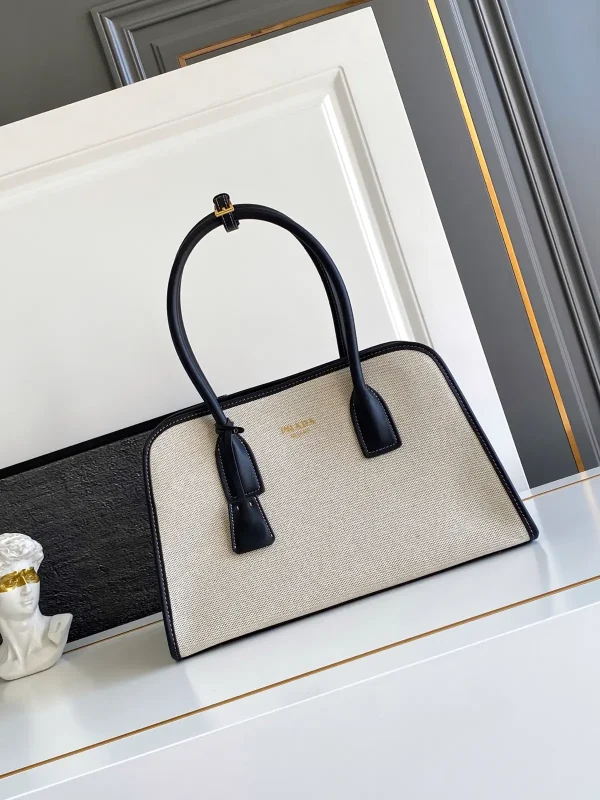 Prada Canvas and Leather Trim Top Handle Bag image 1