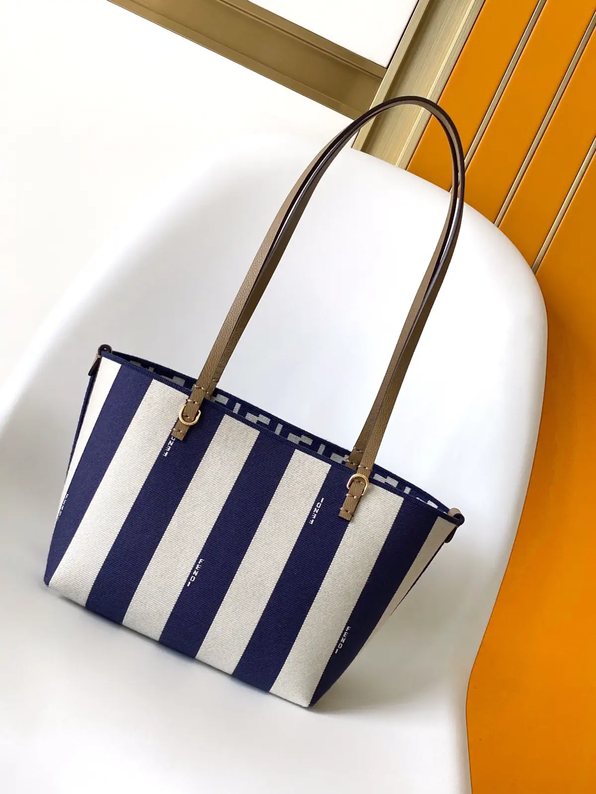 FENDI Striped Small Roll Tote Bag image 1