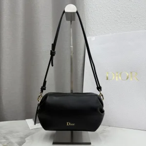 Dior Black Leather Bow Clutch Bag image 1