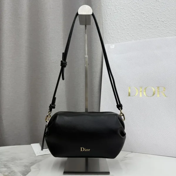 Dior Black Leather Bow Clutch Bag image 1