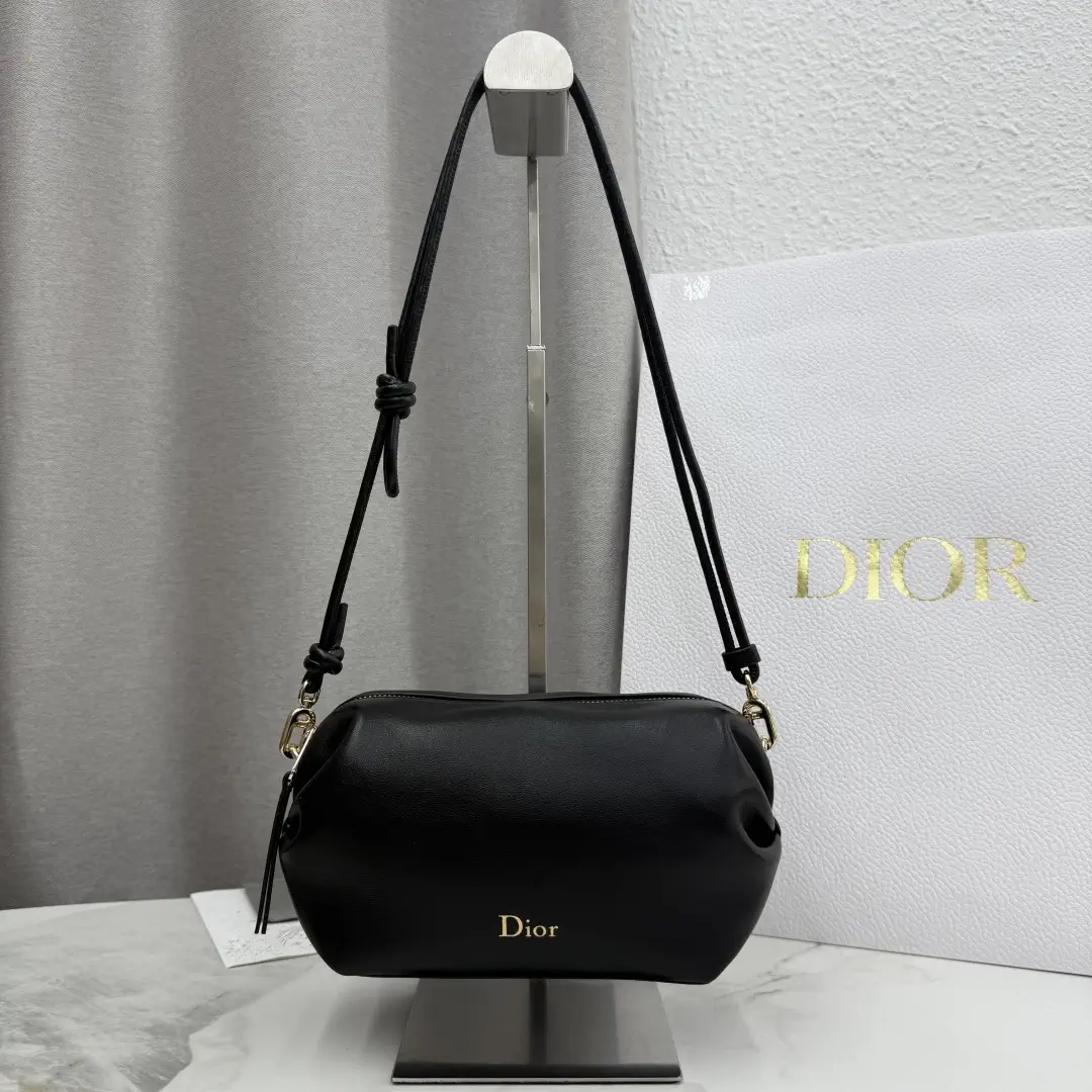Dior Black Leather Bow Clutch Bag image 1